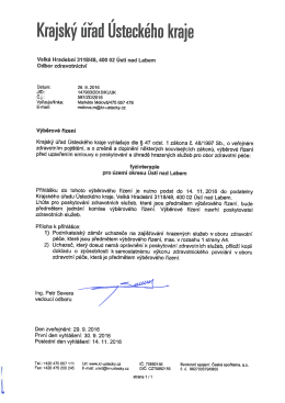 Výběrové řízení pro obor fyzioterapie pro území okresu Ústí nad