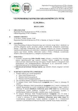 VII Pomorski Konkurs Krasomówczy PTTK regulamin 2016