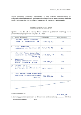 Informacja z otwarcia ofert - Szkoła Podstawowa nr 234 im. Juliana