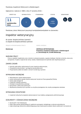 inspektor weterynaryjny - Powiatowy Inspektorat Weterynaryjny w