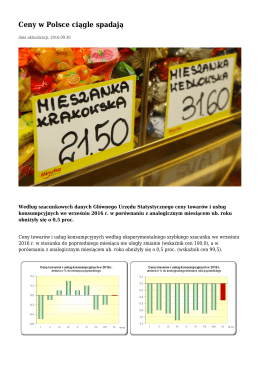 Ceny w Polsce ciągle spadają