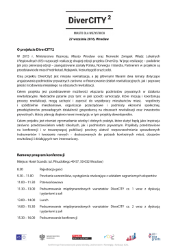 Page 1 DiverCITY? MIASTO DLA WSZYSTKICH 27 września 2016, Wrocław