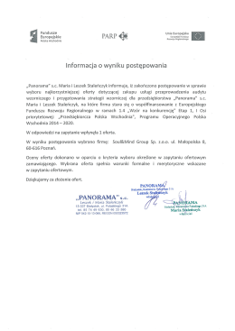 Informacja o wyniku postepowania