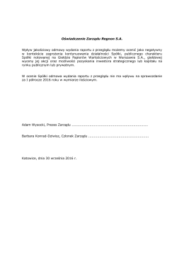 Oświadczenie Zarządu Regnon SA Wpływ jakościowy
