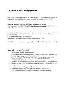 Page 1 Les sir&egrave;nes d`alerte de la population Dans le cadre du
