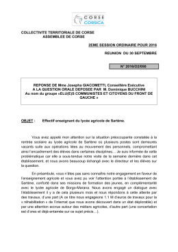 Réponse de l`Exécutif - Collectivité Territoriale de Corse