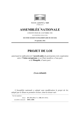 ASSEMBLÉE NATIONALE PROJET DE LOI