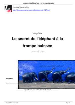 Le secret de l`éléphant à la trompe baissée
