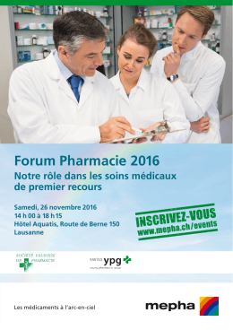Programme Forum Pharmacie - Société Vaudoise de Pharmacie