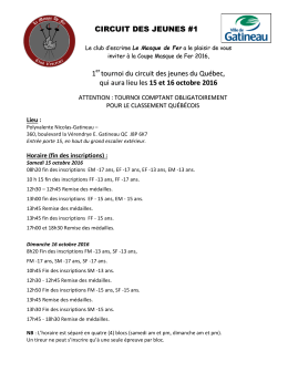 CIRCUIT DES JEUNES #1 1 tournoi du circuit des