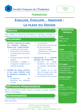 Sfe formation design 1 jour - Société Française de l`Evaluation