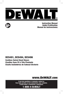 1-800-4-DeWALT DCS491, DCS494, DCS496