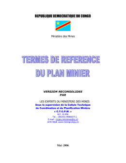 Plan minier de la R.D.Congo - La Cellule Technique de