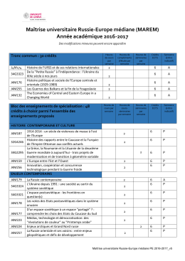 Maîtrise universitaire Russie-Europe médiane (MAREM) Année