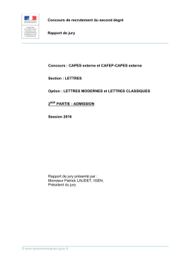 CAPES externe et CAFEP-CAPES externe Section : LETTRES Optio