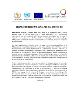 DECLARATION CONJOINTE SUR LA RDC (UA, ONU, UE, OIF)