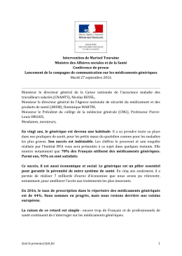 Intervention de Marisol Touraine Ministre des Affaires sociales et de
