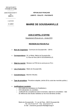 avis d`appel d`offres - Mairie de Goussainville, 28410
