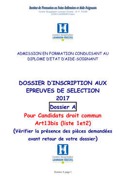 DOSSIER A INSCRIPTION AS 2017 pour Candidats droit commun