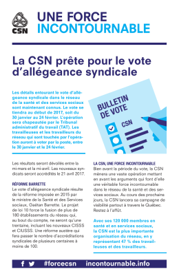 Trac CSN vote d`allégeance syndicale