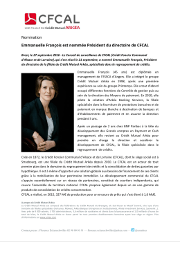 Emmanuelle François est nommée Président du directoire de CFCAL