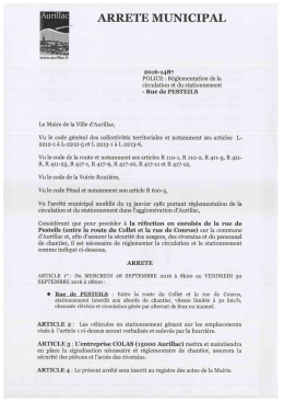 Réglementation rue de Pesteils - réfection en enrobés