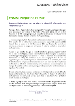 CP 09 27 Plan en faveur de l`apprentissage - Auvergne - Rhône