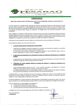 Communiqu&eacute; de la FESABAG sur les accusations de la DG de NSIA