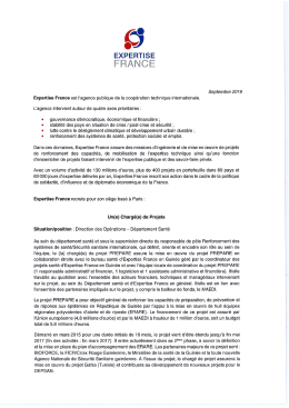 Page 1 O EXPERTISE FRANCE Septembre 2016 Expertise France