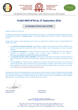 Semaine de Paris avec la FIVA, Flash Infos FFVE N° 94