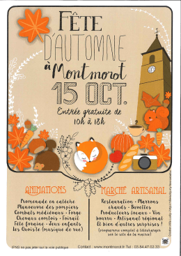 Fête d`Automne à MONTMOROT, le samedi 15 octobre 2016. Entrée