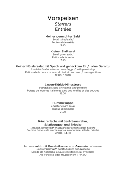 Suppe &ndash; Vorspeisen &ndash; Kalte Gerichte