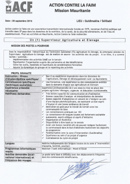 Un Superviseur Agriculture et Elevage/Sélibabi