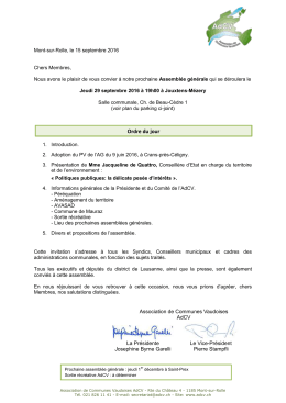 Ordre du jour - Association de Communes Vaudoises (AdCV)