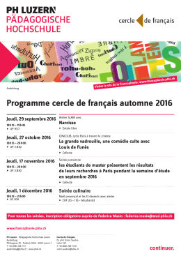 Programme cercle de français automne 2016