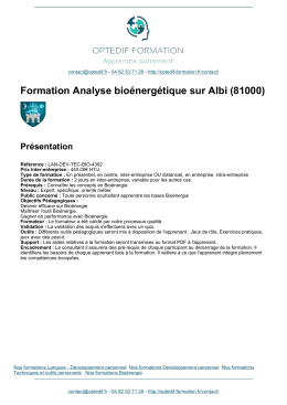 Formation Analyse bioénergétique sur Albi