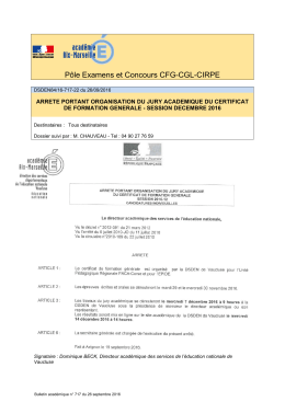 Pôle Examens et Concours CFG-CGL-CIRPE