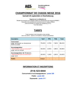 championnat de chasse-neige 2016 tarifs