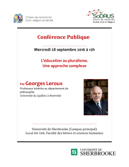 Conférence Publique Par Georges Leroux