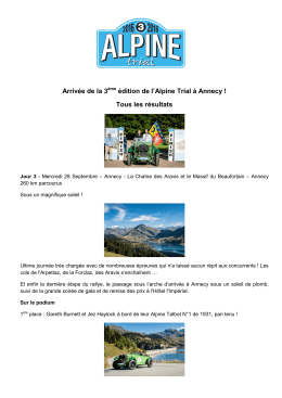 Arrivée de la 3 ème édition de l`Alpine Trial à Annecy
