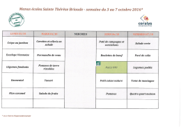 Menu de la Semaine Prochaine - Bienvenue &agrave; l`&eacute;cole Sainte Th&eacute;r&egrave;se