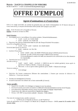 Agent d`animation et d`entretien
