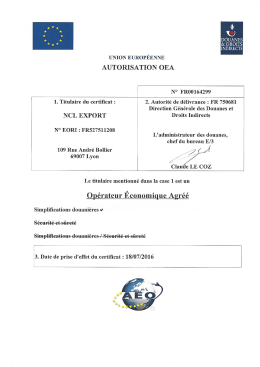 Téléchargez l`attestation OEA d`NCL Export