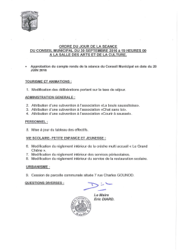 CONSEIL MUNICIPAL DU 30 septembre 2016 A - Sausset-les-Pins
