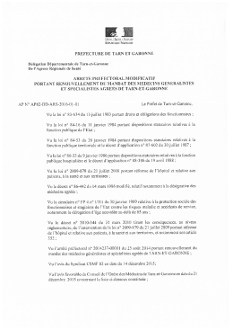 Liste des m&eacute;decins agr&eacute;&eacute;s