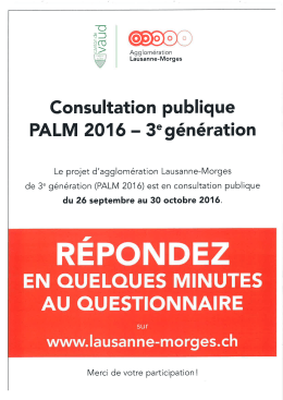 (PALM) 3&egrave;me g&eacute;n&eacute;ration / consultation publique