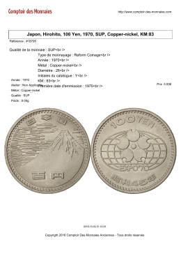 Japon, Hirohito, 100 Yen, 1970, SUP, Copper