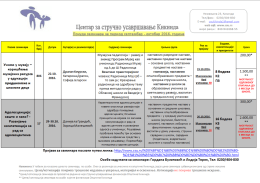 Најава семинара за октобaр 2016. у нашем Центру за стручно