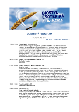 Sprievodný program ESOTERIKA/BIOSTYL 2016