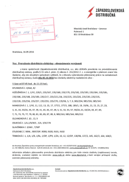 Preru&scaron;enie dod&aacute;vky elektrickej energie 5.10.2016